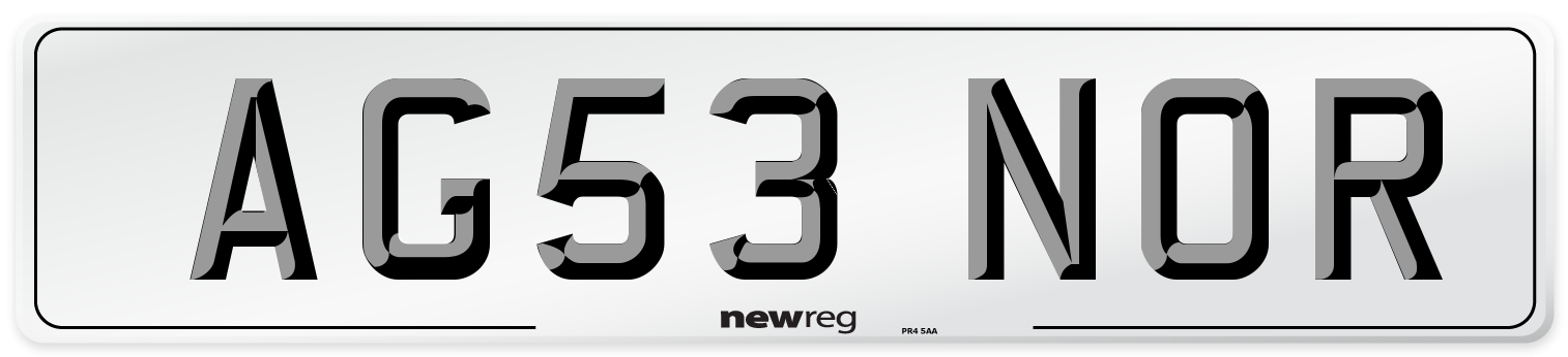 AG53 NOR Number Plate from New Reg